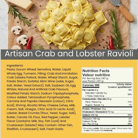Pasta Ravioli Creamy Crab & Lobster